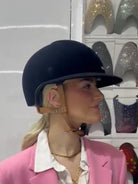 Kep Italia Paardrijhelm Smart Nova Velvet Polo Klep Beige Kinband