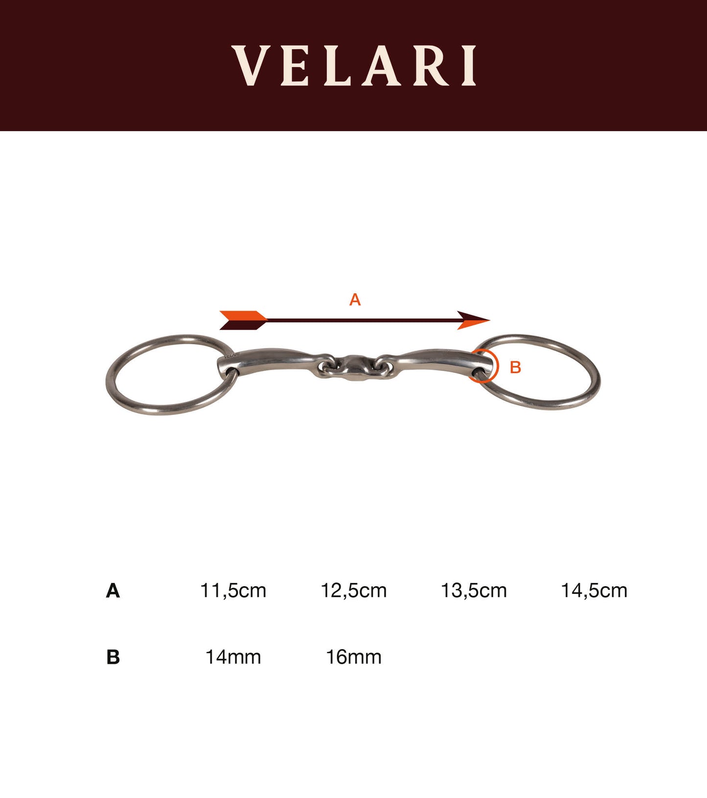 Velari Loose Ring Snaffle Double Jointed Sweet Copper 16 mm