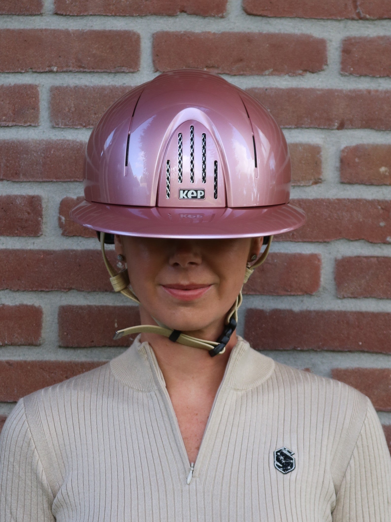 Kep Italia Paardrijhelm Smart Nova Polish Pink Polo Klep Cream Kinband Roze