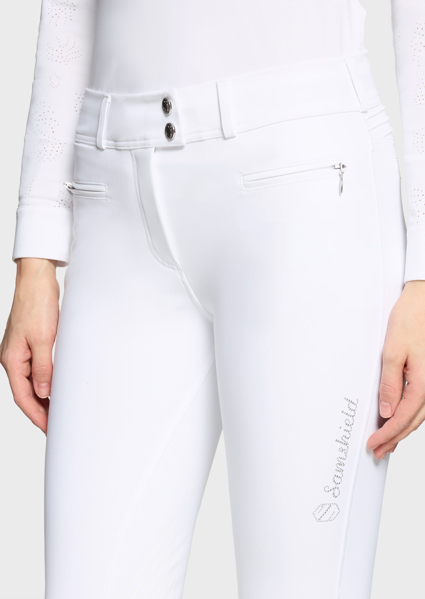 Samshield Rijbroek Knie Grip Dames Chloe Metal Dots Wit