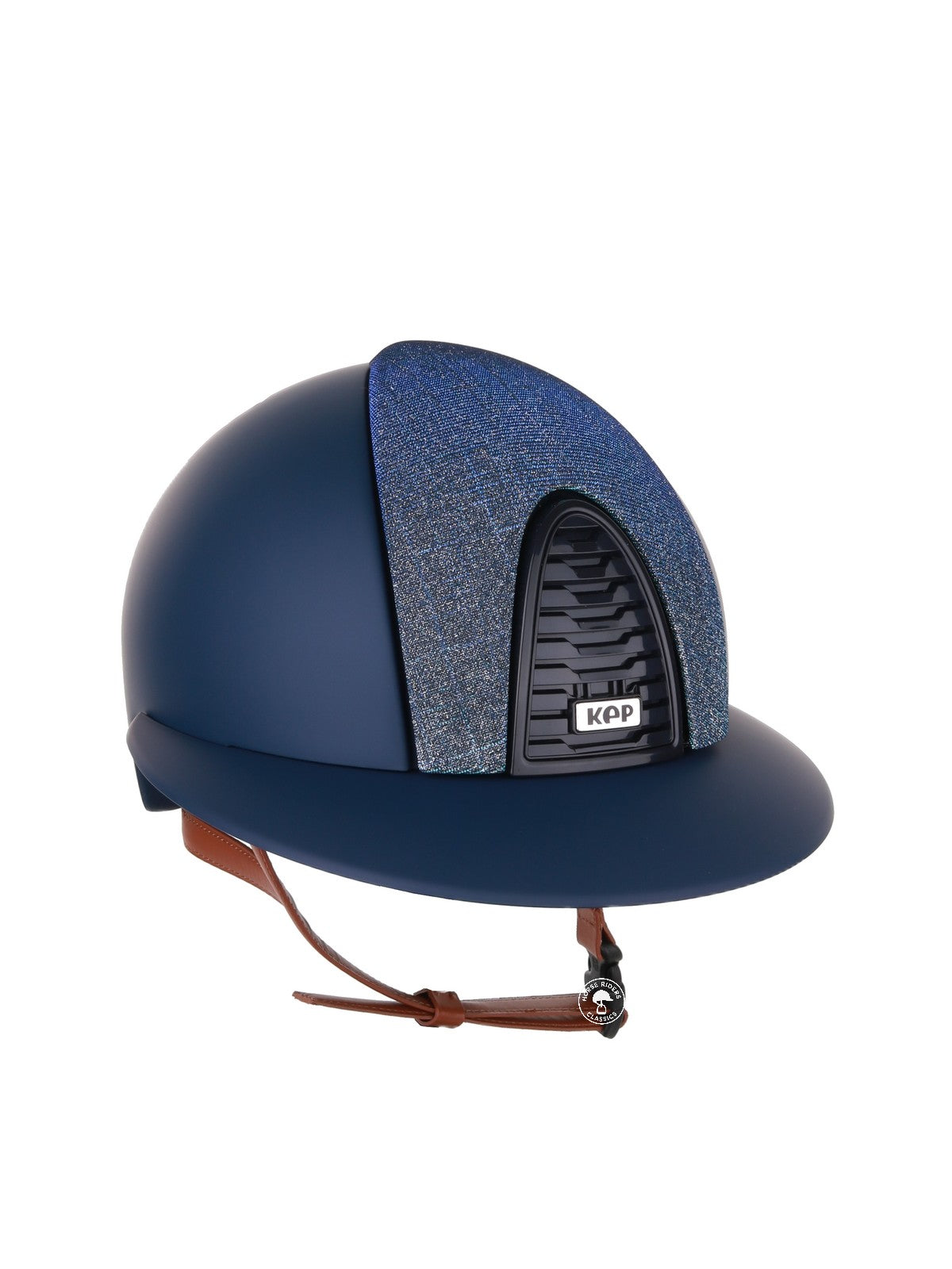 Kep Italia Paardrijhelm Cromo 2.0 Matt Polo Klep Blauw RAW Frame Galassia Light Blue Insert Beige Kinband