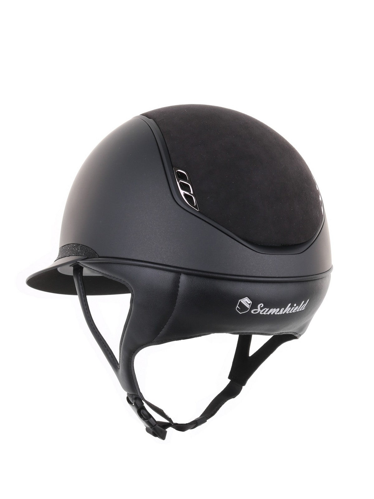 Samshield 2.0 Paardrijhelm Miss Shield Shadowmatt Alcantara Crystal Blazon FB Zwart