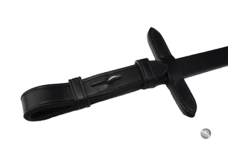 LJ Leathers Pro Selected Web reins with leather stoppers Black