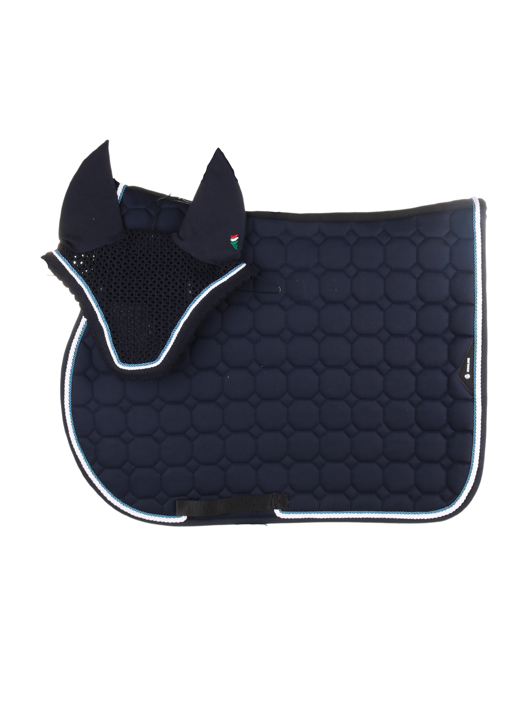 Equiline set zadeldekje en vliegenmuts Navy-Wit-Avio