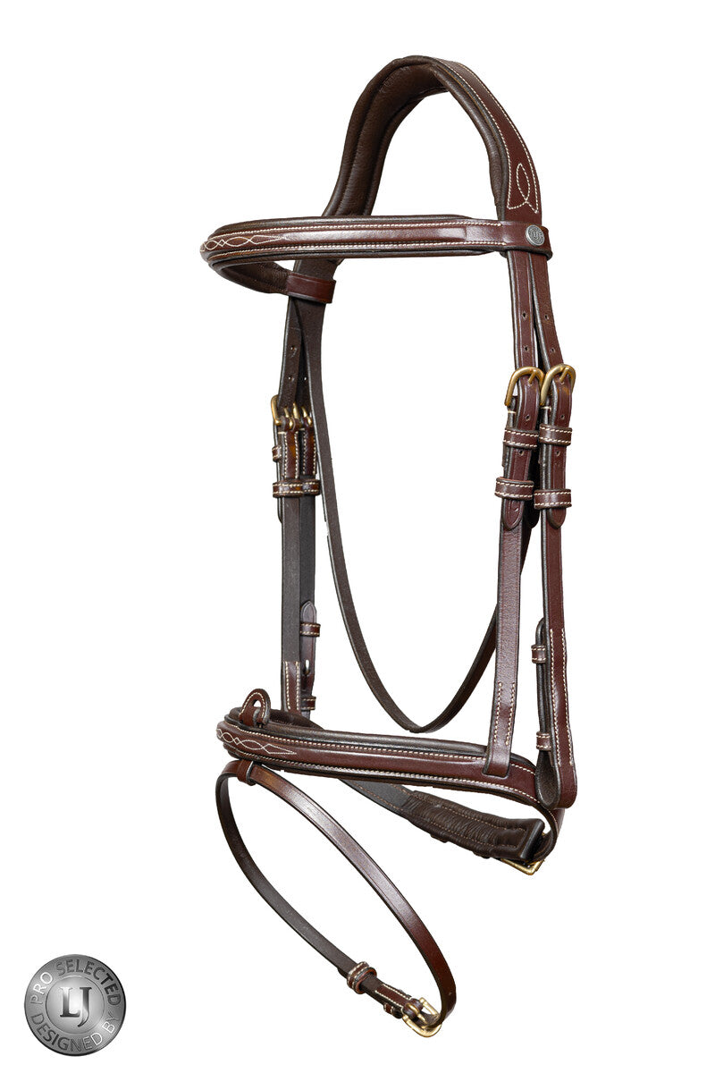 LJ Leathers Pro Selected bridle flash noseband Heritage Brown