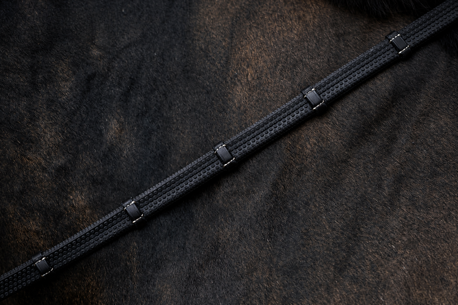 TRUST Maastricht rubberen teugels (13 mm) lederen stops zilveren gespen Zwart Zwart