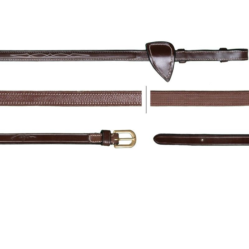 Dyon D Collection Leather reins with rubber grip inside 13mm Brown