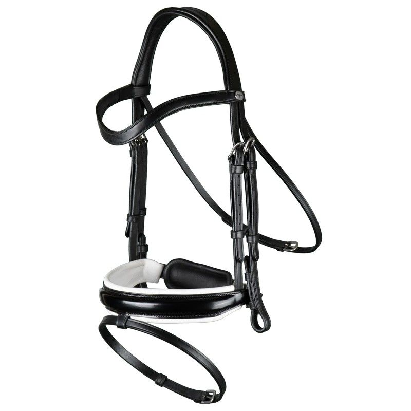 Dyon Working Collection Large Crank Noseband Bridle Patent white Black