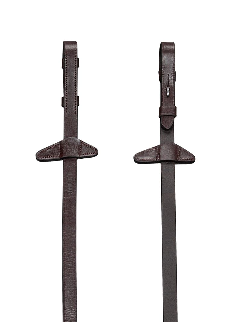 Equiline rubber reins leather stoppers Brown