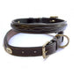 Dyon leather dog collar fancy stitching Brown
