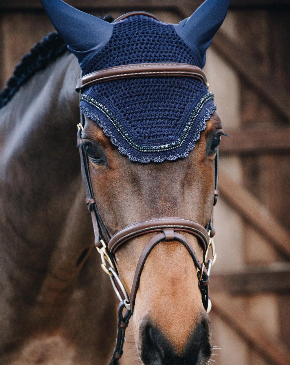 Kentucky Horsewear vliegenmuts Wellington Stone & Pearl Soundless Navy full