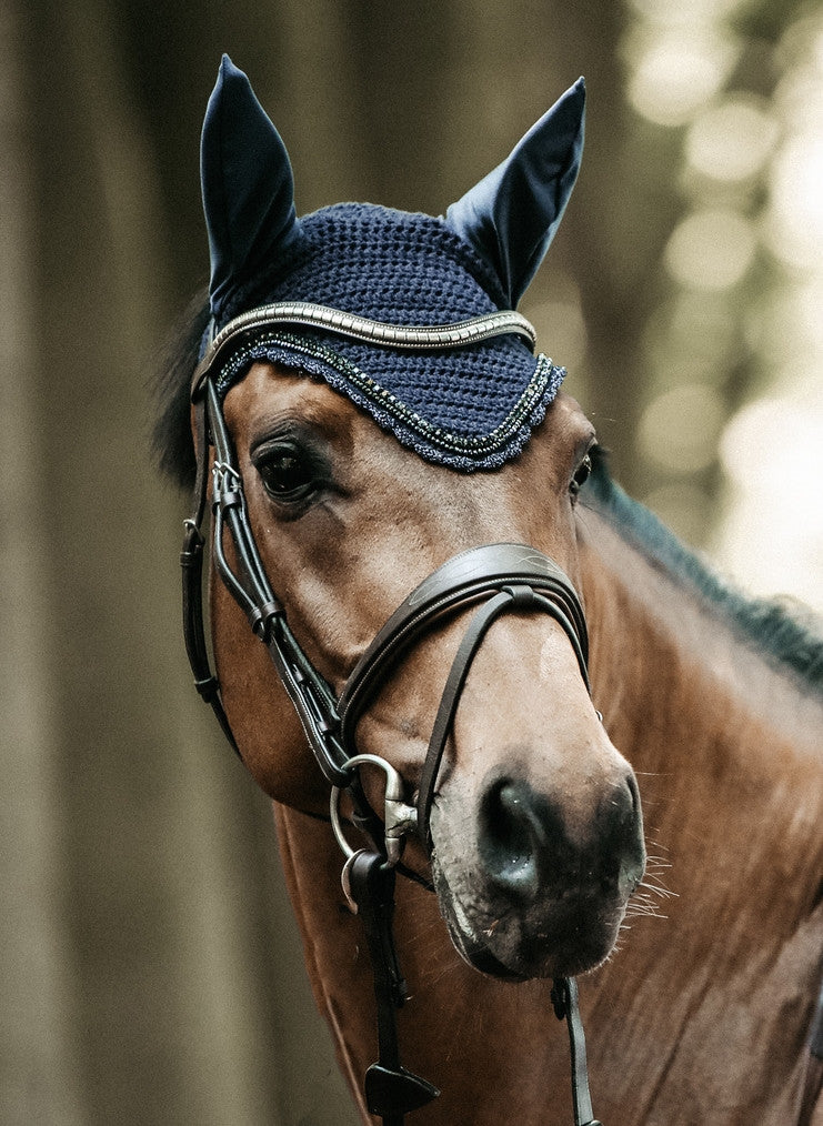 Kentucky Horsewear Vliegenmuts Lang Soundless Stone & Pearl - equi-exclusive