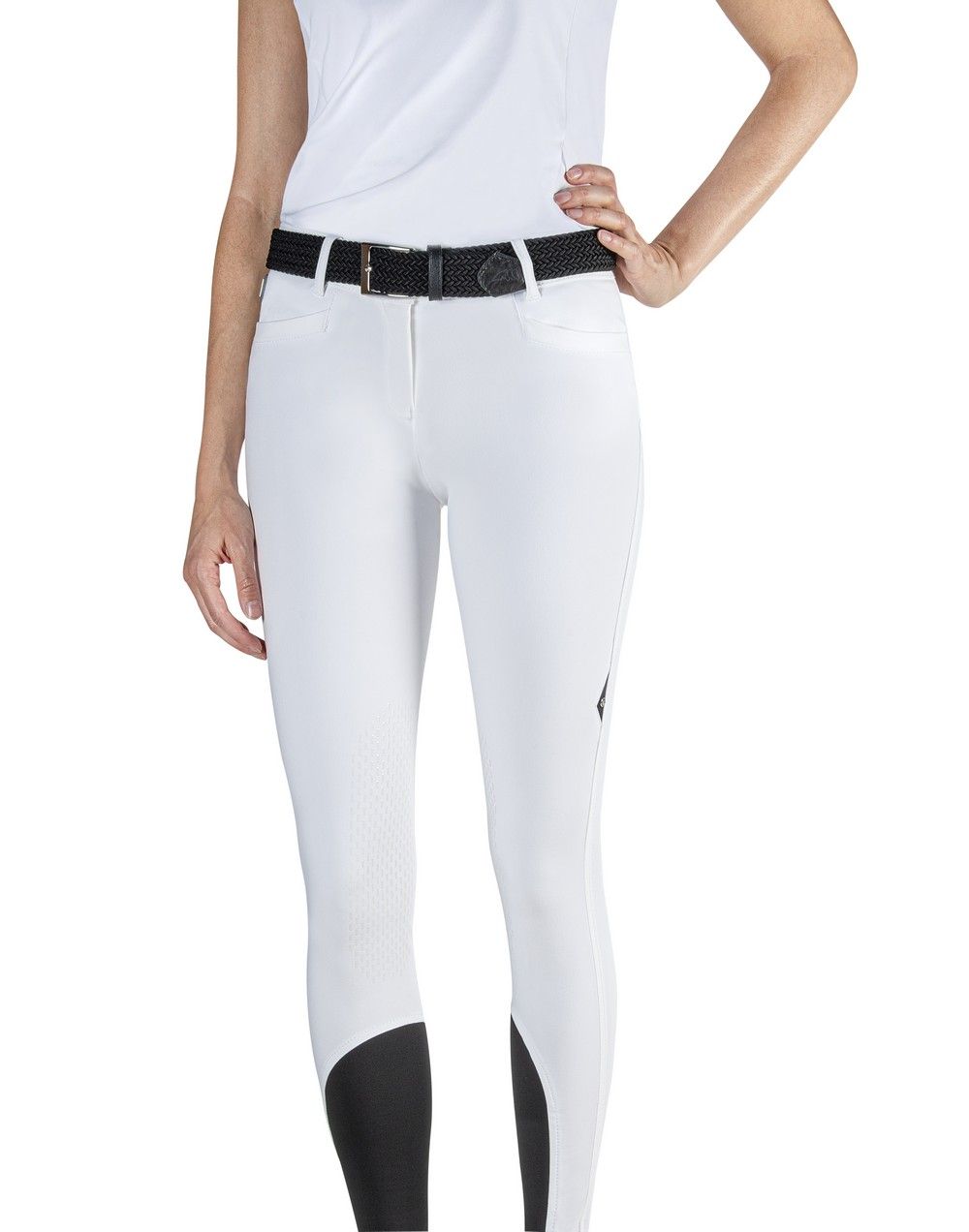 Equiline riding breeches knee grip Ash White