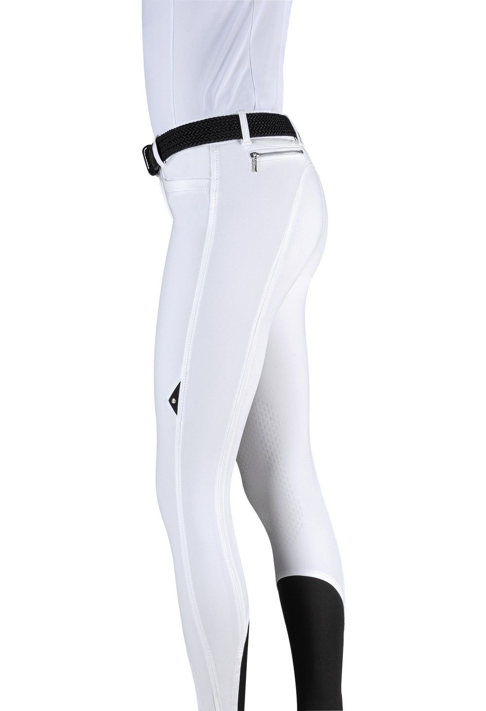 Equiline riding breeches knee grip Ash White