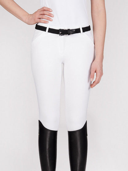 Equiline riding breeches knee grip Bice White