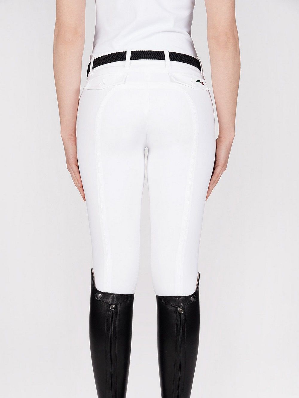 Equiline riding breeches knee grip Bice White