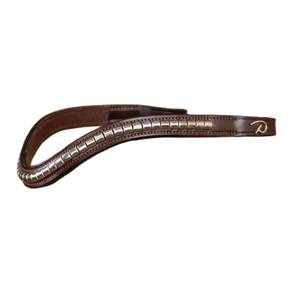 Dyon New English Silver Clincher V-Shaped Browband Brown
