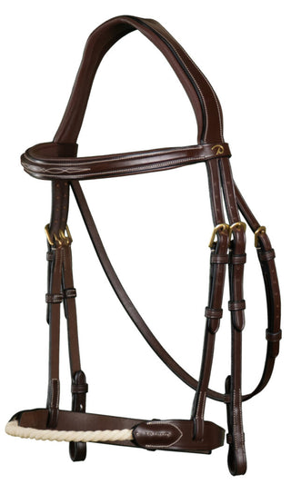 Dyon D Collection rope noseband bridle Brown